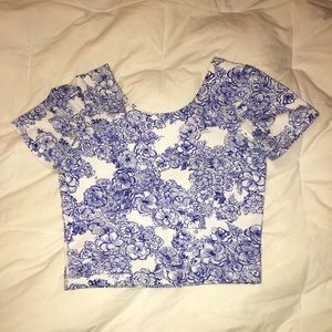 🖤SOLD🖤 American Apparel Blue & White Crop Top